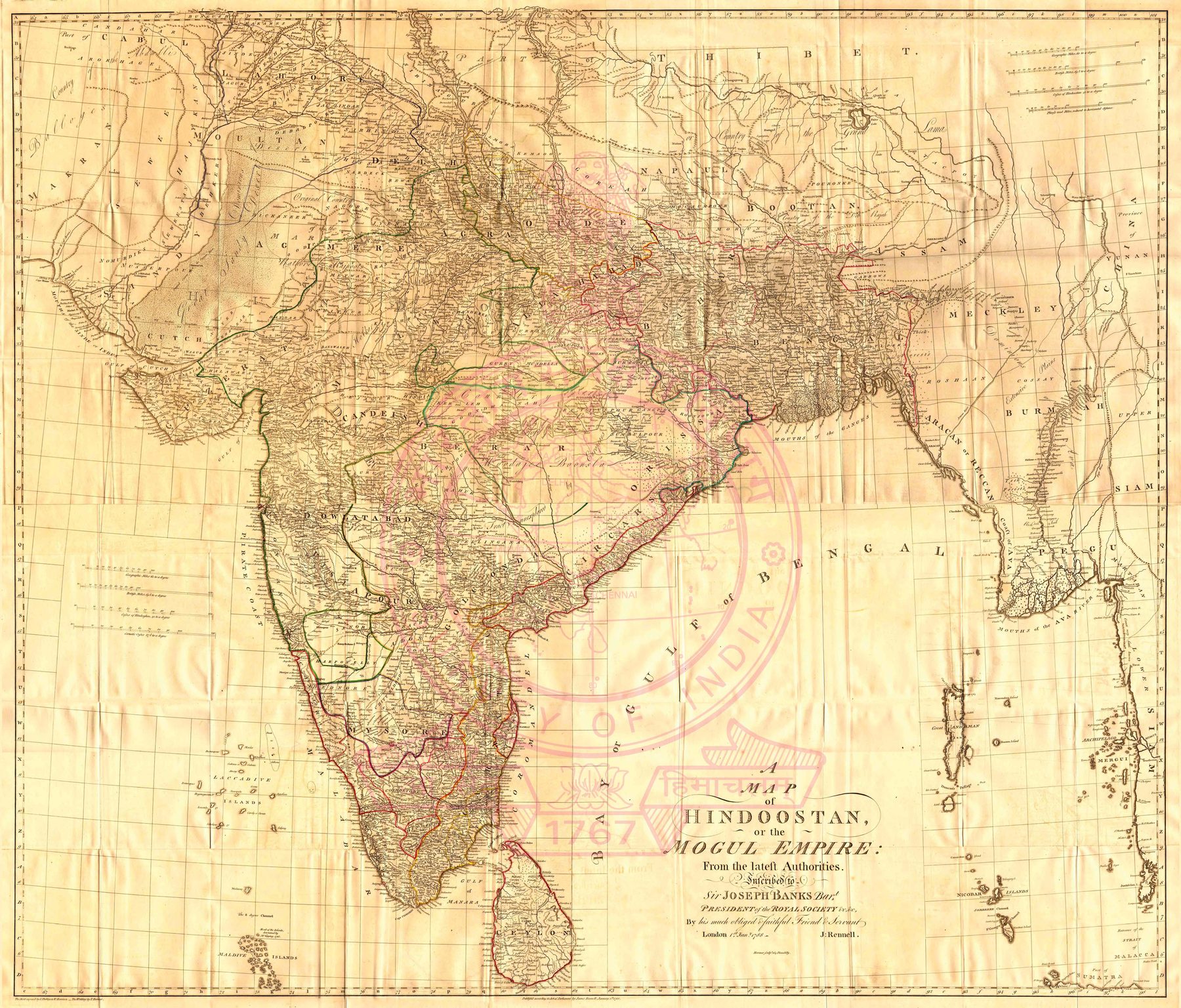 A Map of Hindoostan or the Mogul Empire