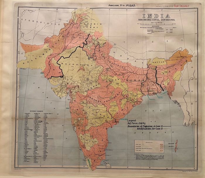 India Showing Civil Divisions — Boundaries of Pakistan (Case A / Case B)